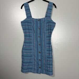 Roxy Women's Sweeter Dreams Blue Striped Summer Dress - Size Medium - Pockets